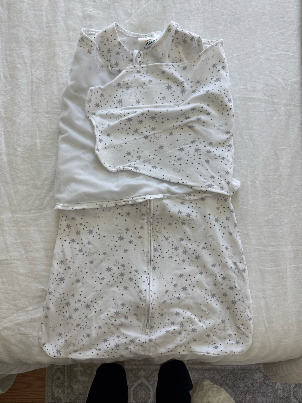 Halo White Sleep Sack with Silver Star & Moon Pattern